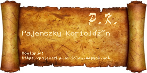 Pajenszky Koriolán névjegykártya